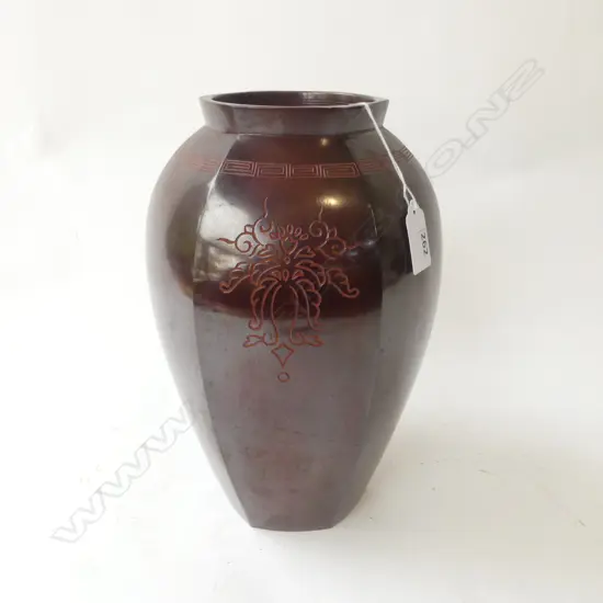 VINTAGE JAPANESE HEXAGONAL BRONZE VASE H.265mm