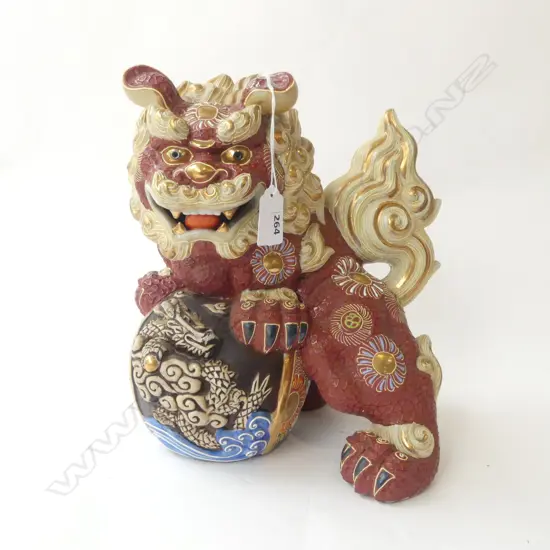 OLD JAPANESE KUTANI SHISHI SCULPTURE (dragon dog) H.270mm