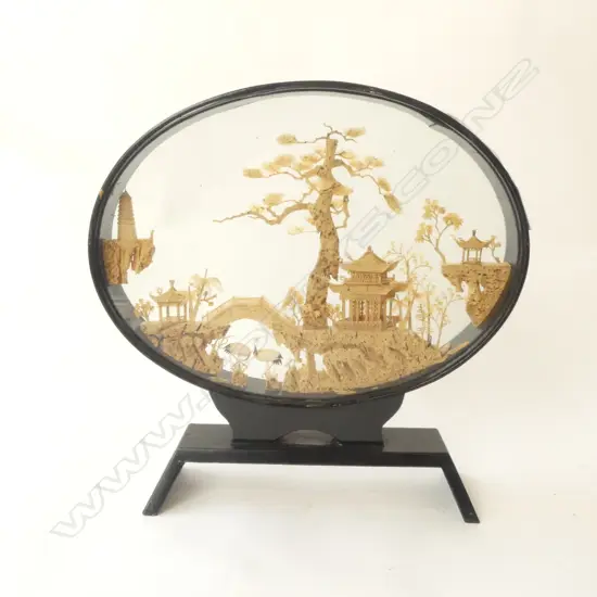 CARVED CORK FRAMED LANDSCAPE ARTWORK H.298mm