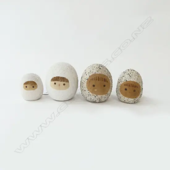 4 JAPANESE SNOW DOLLS, H.60mm tallest