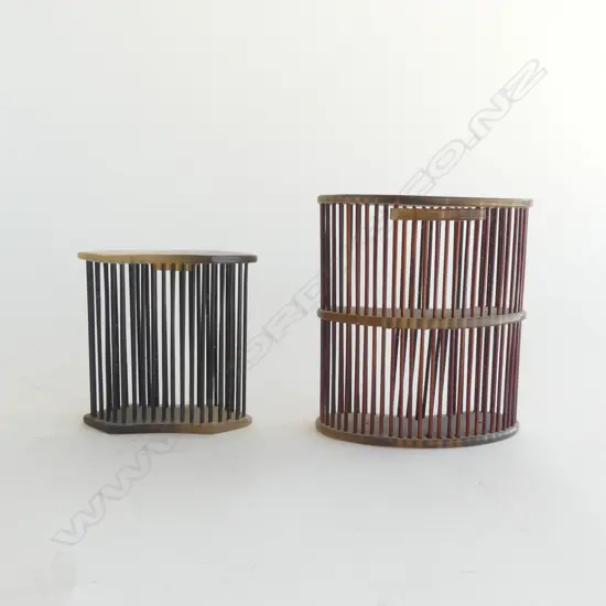 PR VINTAGE CHINESE NORN & BAMBOO CRICKET CAGES H's.103 & 78mm