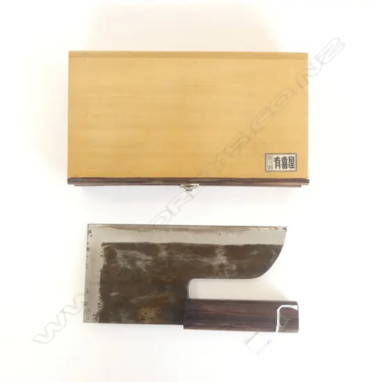 OLD JAPANESE HIGH CARBON STEEL NOODLE CUTTER with hardwood handle