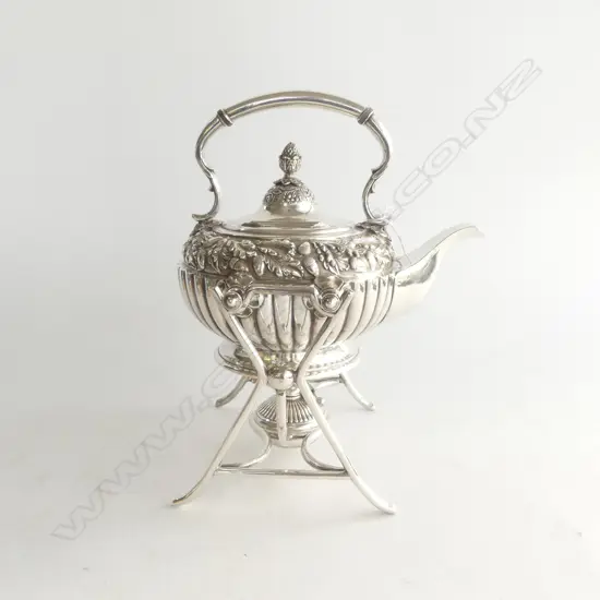 JAMES DICON & SONS EOBM SPIRIT KETTLE H.290mm FLORAL & ACORN MOTIFS