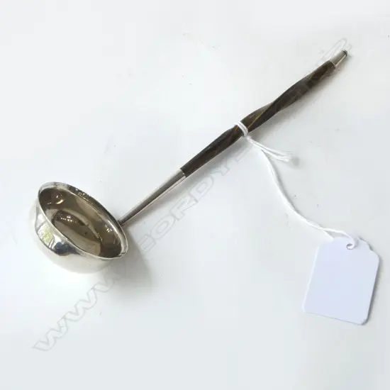 SCOTTISH STG SILVER AND WHALE BONE TODDY LADLE EDINBURGH 1876, L.170MM