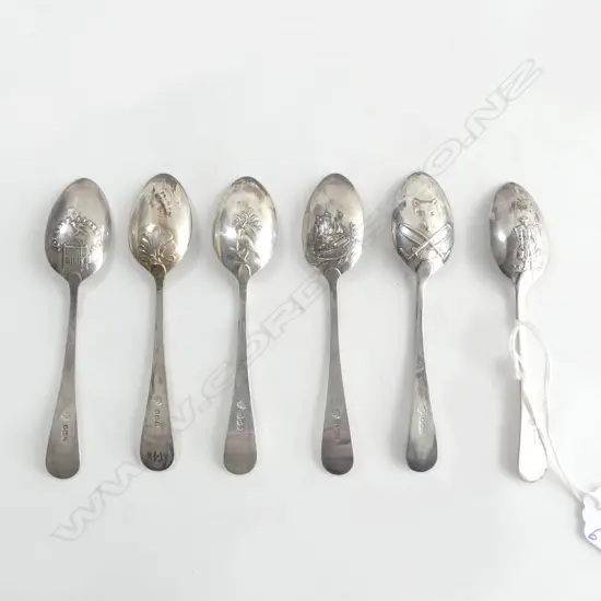set 6 VARIOUS SILVER PICTURE BACK TEASPOONS Sheffield 1967 by C J Vander Ltd 84gms
