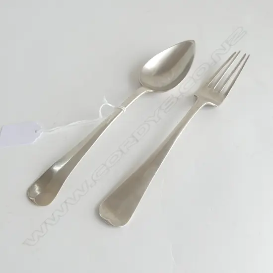 FRENCH STAMPED SILVER FORK & SPOON 116.5gms