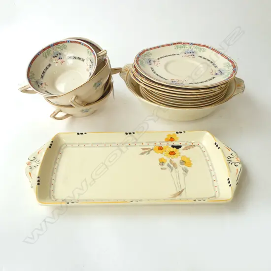 8 PCES. GRINDLEY CHINA + 8 PCES. MADDOCK TUREENS & PLATES