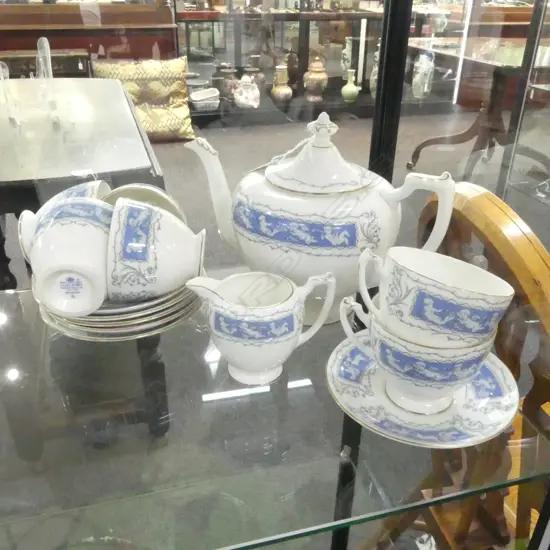 COALPORT 'REVELRY' TEA SET; 6 C/S, TEAPOT & MILK JUG