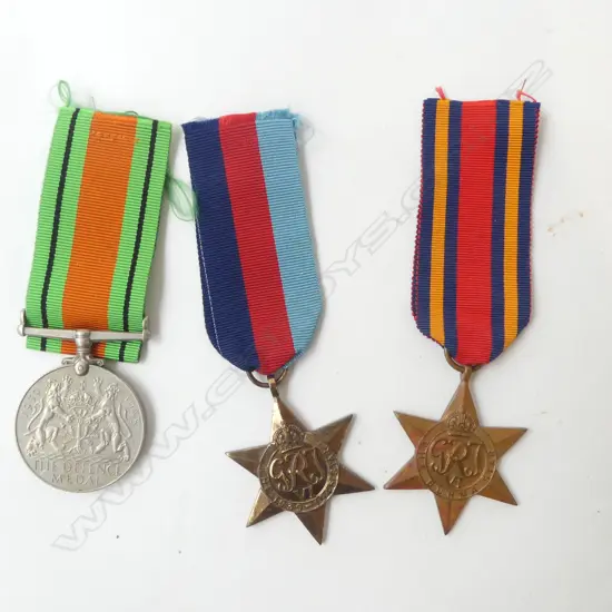3 WW11 MEDALS: DEFENCE + 39-45 STAR + BURMA STAR