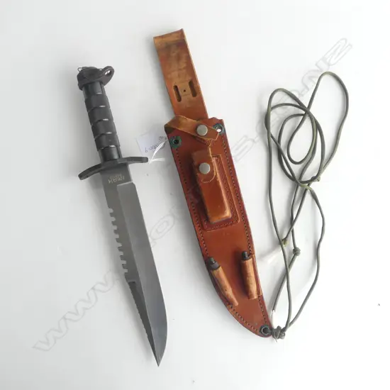 Vintage 'Imax Master' Seki Japan 15" Fixed Bowie Survival Knife. XL Size. In leather sheath