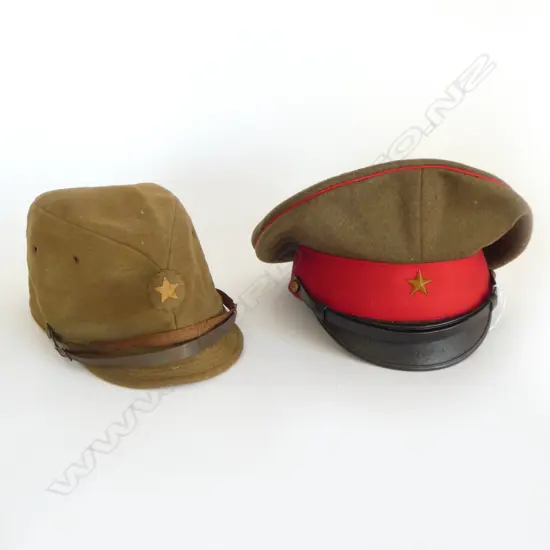 OLD MANCHURIAN OFFICER'S CAP + OTHER OLD MILITARY CAP