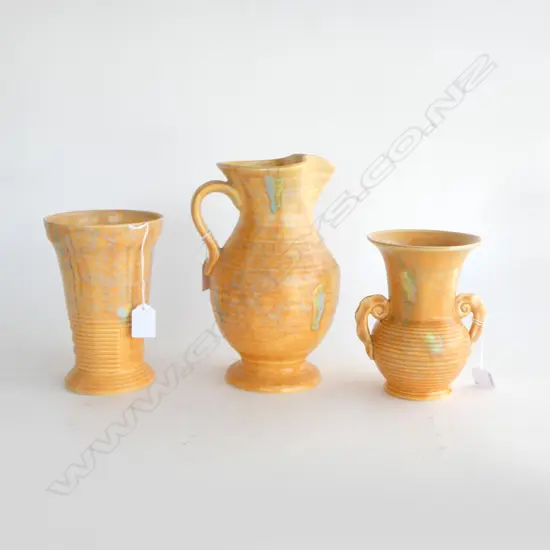 2 BESWICK VASES  & TALL JUG H250MM MATCHING ORANGE COLOURS 