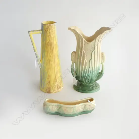 BESWICK TROUGH VASE L180MM 2 HANDLED VASE H270MM & JUG H290MM