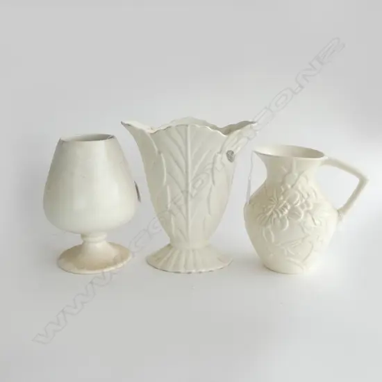 BESWICK WHITE CHINA VASE JUG & GOBLET TALLEST H230MM