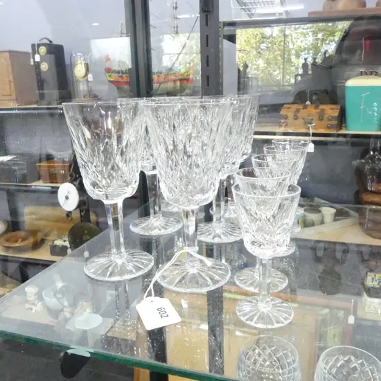 11 WATERFORD LISMORE GLASSES; 6x H.140mm (1 w. rim chip), 5x H.90mm