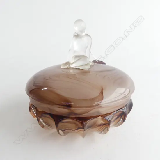 ART DECO GLASS POWDER BOWL by THOMAS DAVIDSON 1922