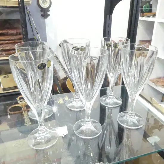 6 BOHEMIA CRYSTAL WINE GLASSES H 210 mm