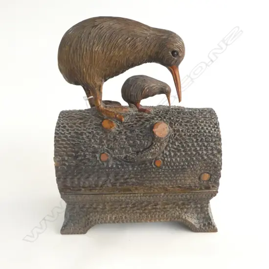 WIREMU KUTUHERI? KIWIANA FOLK ART CARVING;FAULTS TO LARGER BIRD, H.340mm