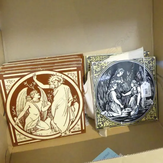 SEVEN VICTORIAN BIBLICAL SCENES TILES 152 x 152 x 152mm (some faults)