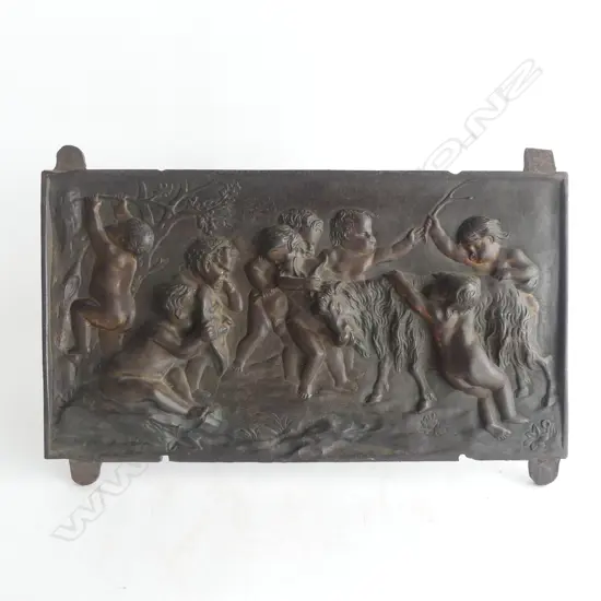 BRONZE PLAQUE w. CHERUBS 200x360mm