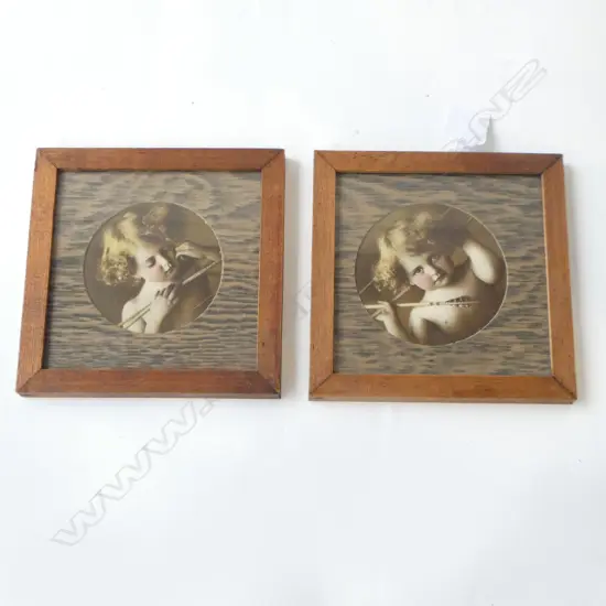 PAIR OF ‘CUPID AWAKE’ & ‘CUPID ASLEEP’ FRAMED ANTIQUE PRINTS, L.195MM (DIAGONAL)  