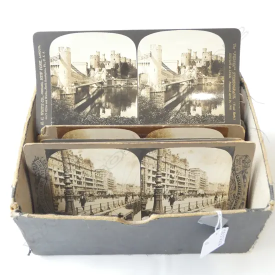 68 ANTIQUE STEREOVIEW CARDS UK, LONDON, BRIGHTON, CONWAY CASTLE ETC 