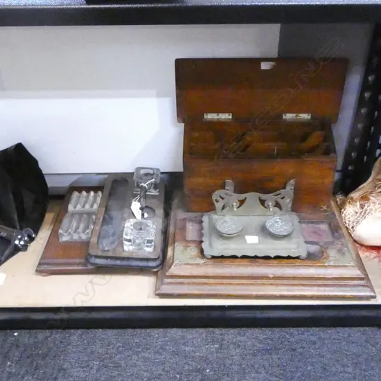 4 ANTIQUE INK WELLS W.360mm