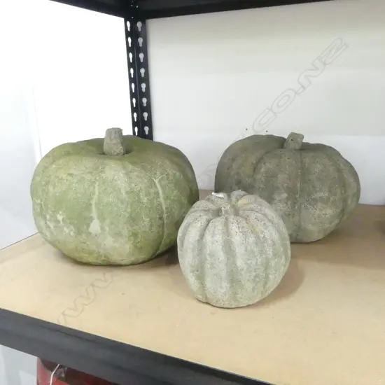 3 CONCRETE GARDEN PUMPKINS 250mm dia