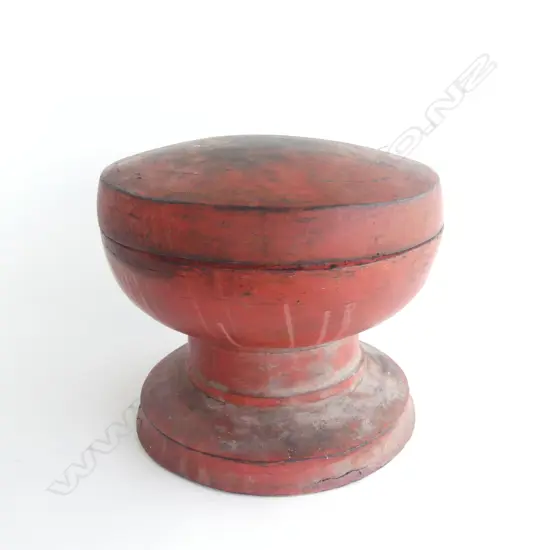 ORIENTAL RED LACQUER CONTAINER H.290mm, 340mm dia EX JOHN PERRY ESTATE