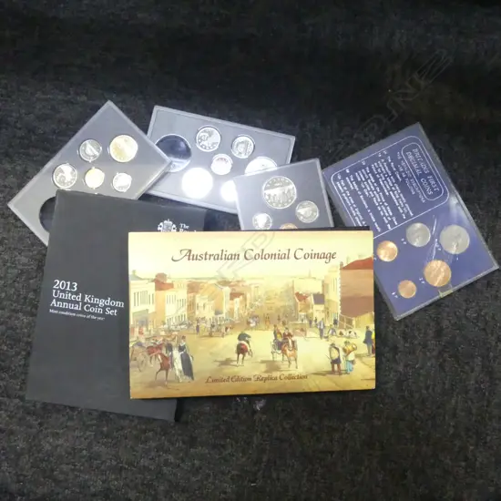 6 COIN SETS INCL. AUSTRALIAN COLONIAL REPLICA