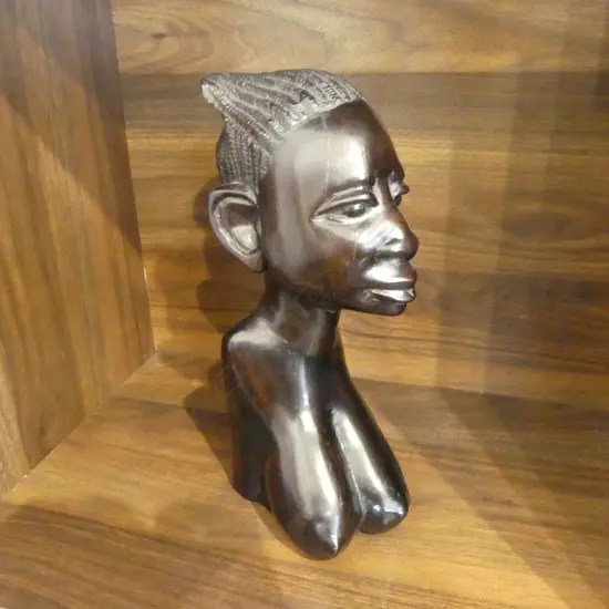 CARVED EBONY AFRICAN BUST H.250mm