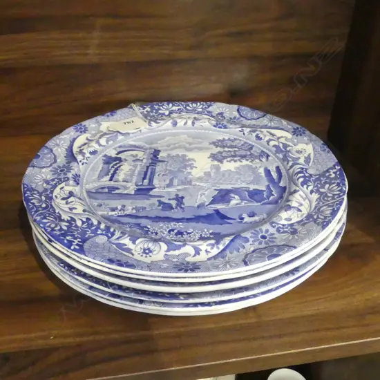 7 ANTIQUE COPELAND SPODE ‘ITALIAN’ DINNER PLATES DATES 1827 &1891, D.245MM AF CRACK TO ONE PLATE