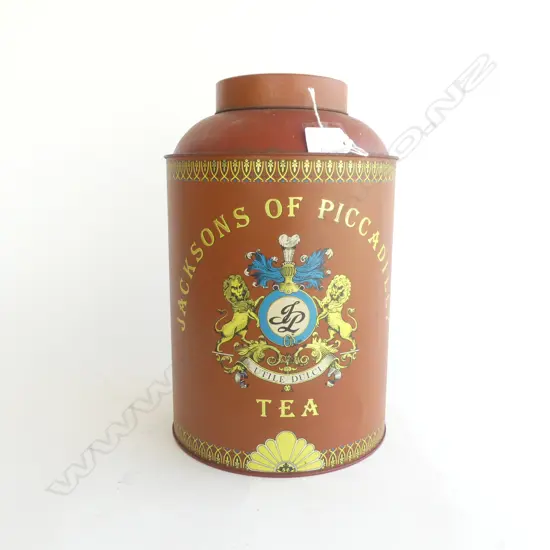 LG METAL TEA CADDY 'JACKSONS OF PICCADILLY' H.320mm