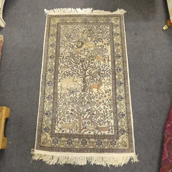 HAND KNOTTED WOOL PILE TREE OF LIFE RUG 1600x950mm