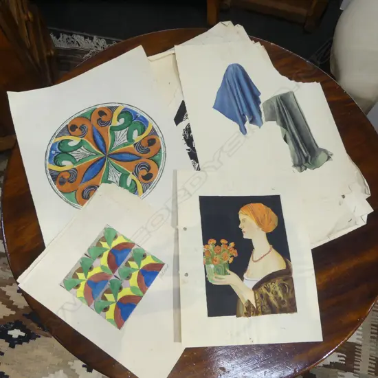 J POLLARD (Elam School of Lois White) 1940's 14 various watercolours sketches etc largest 460 x 295mm approx