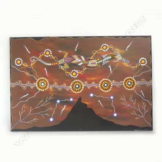 ABORIGINAL ART by DEAN ROTUMAH, ACRYLIC on CANVAS, signed & dated '09, 600 x 900mm