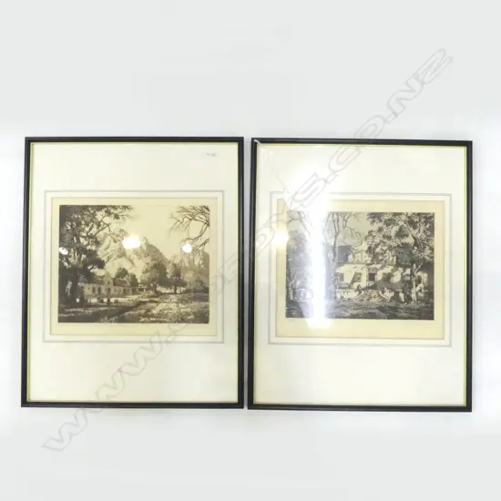 2 SIGNED FRAMED ETCHINGS 250x290mm