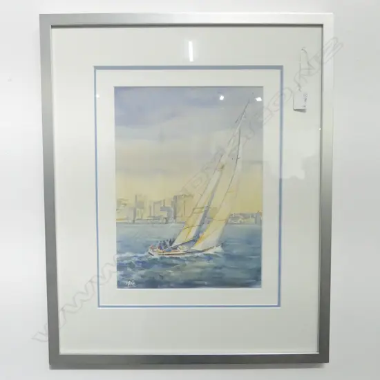 WATERCOLOUR PAINTING BY NIC 'WHITBREAD RACE AUCKLAND HARBOUR' 360 X 260mm