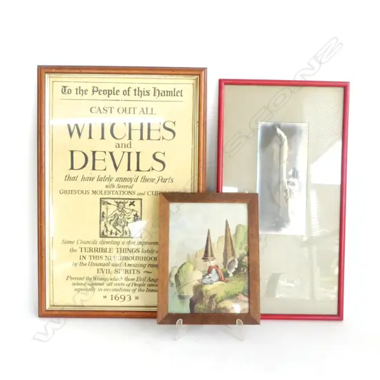 OLD JAPANESE PHOTO AND TWO WITCHY PRINTS