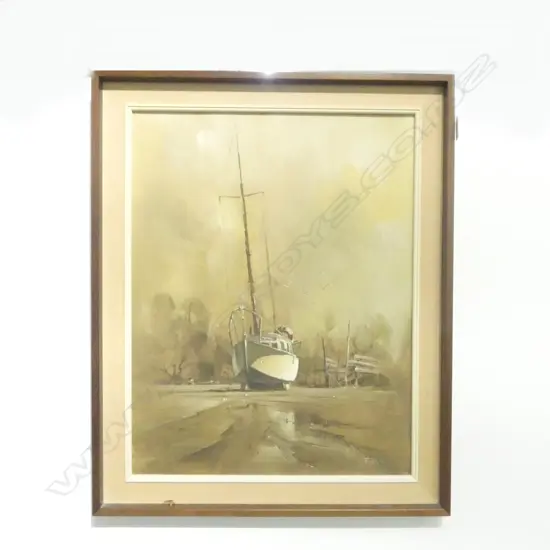 BRIAN BAXTER 'ON THE MUD' OIL ON CANVAS 565x440mm