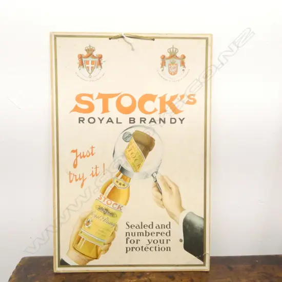 VINTAGE ADVERTISING CARD 'STOCKS ROYAL BRANDY' 375x250mm