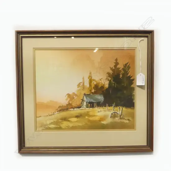 BRIAN BAXTER, LANDSCAPE w. SHED, WC 240x300mm