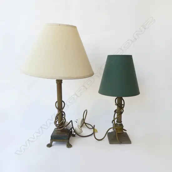 2 METAL CORINTHIAN COLUMN TABLE LAMPS H.500, 390mm