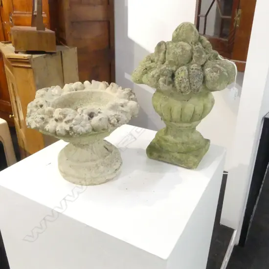 2 CONCRETE GARDEN URNS H.380mm