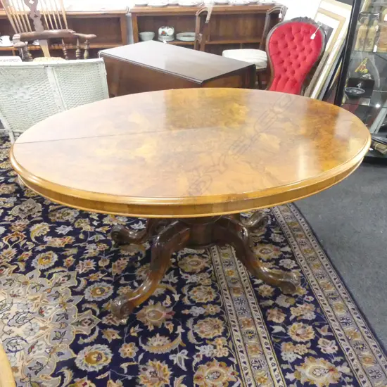 VICTORIAN OVAL PEDESTAL DINING TABLE 1350x990x710mm SPLIT TOP