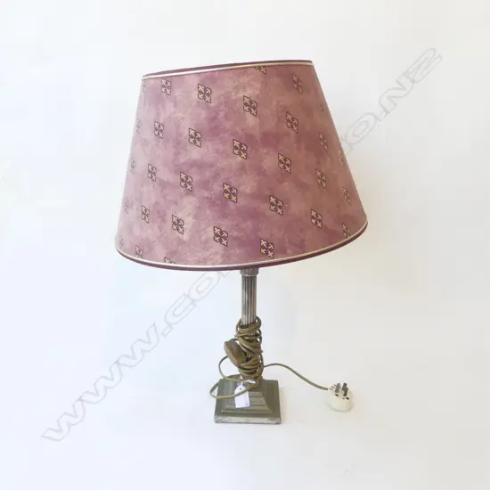 SILVER METAL CORINTHIAN COLUMN TABLE LAMP H.580mm