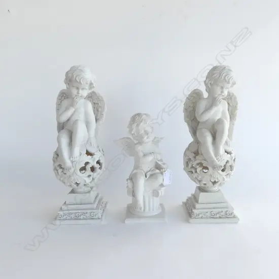 3 WHITE RESIN ANGELS (2+1) H.350mm