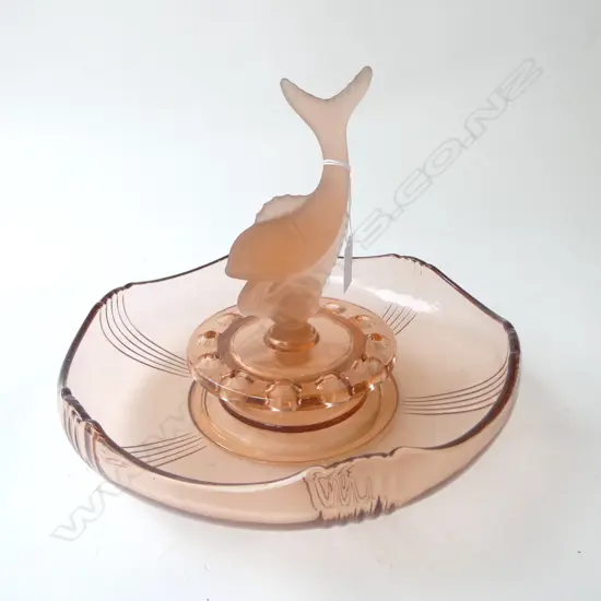 CLEAR AND FROSTED PINK GLASS FLOAT BOWL Dia.300mm