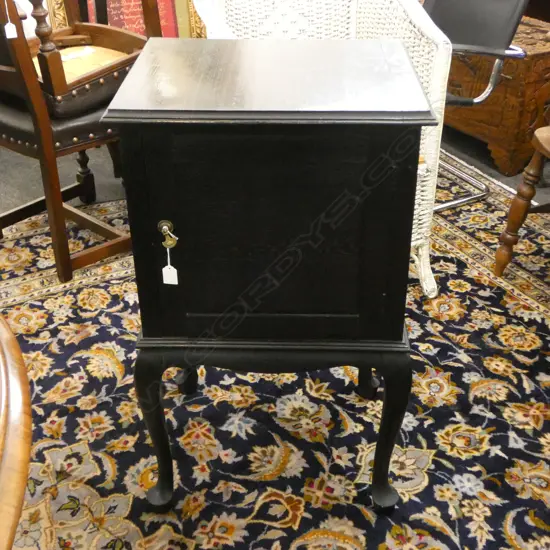 EBONISED OAK RECORD CABINET 500x430x855mm