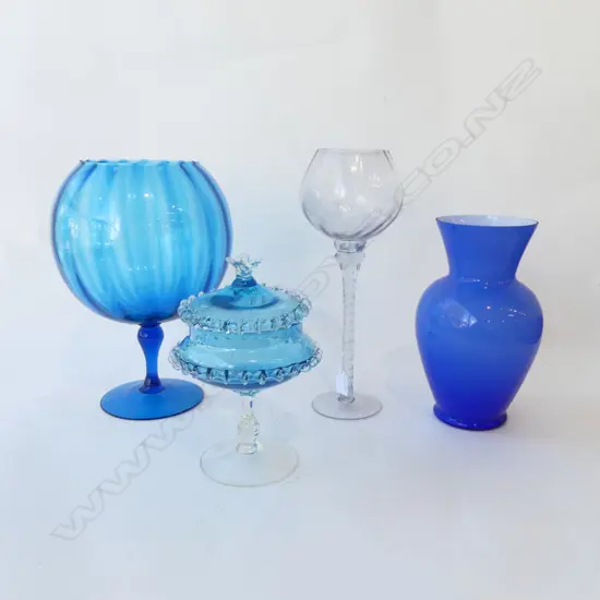 4 PCES BLUE ART GLASS H.350mm